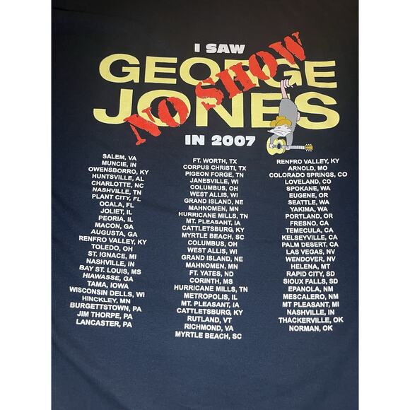 George Jones “No Show” Tour 2007 T-Shirt – Size M - Picture 4 of 9